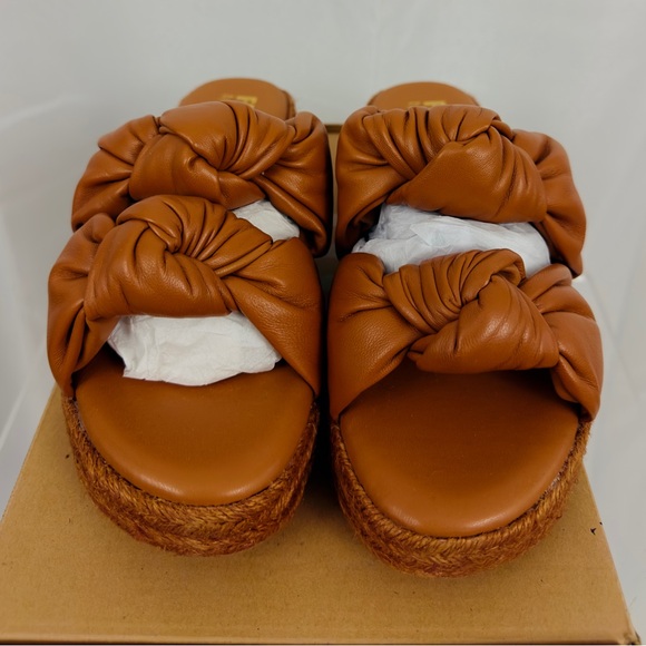 FARYL - Tania - Toffee Brown Platform Slip On Sandal Puffer Knot Straps … - Picture 9 of 11